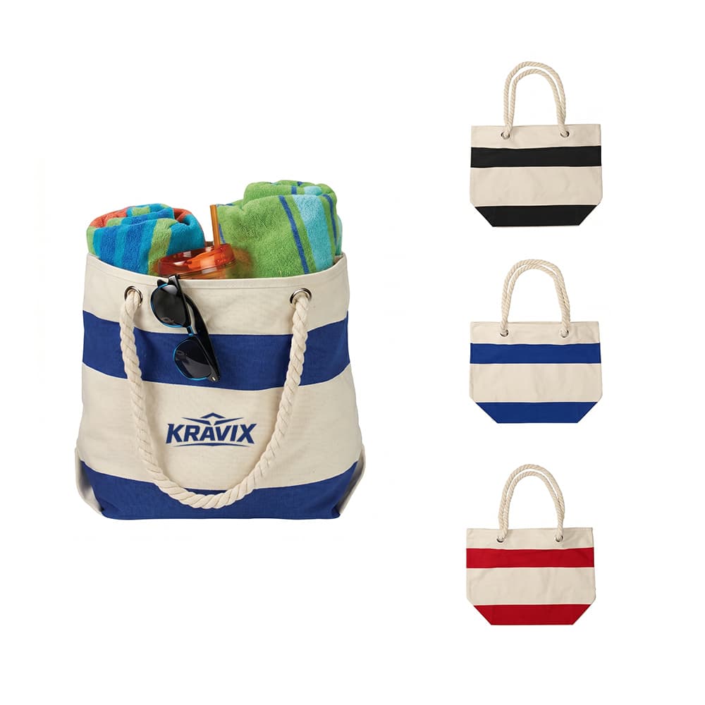 6 oz Canvas Beach Tote Bag w/ Rope Handles