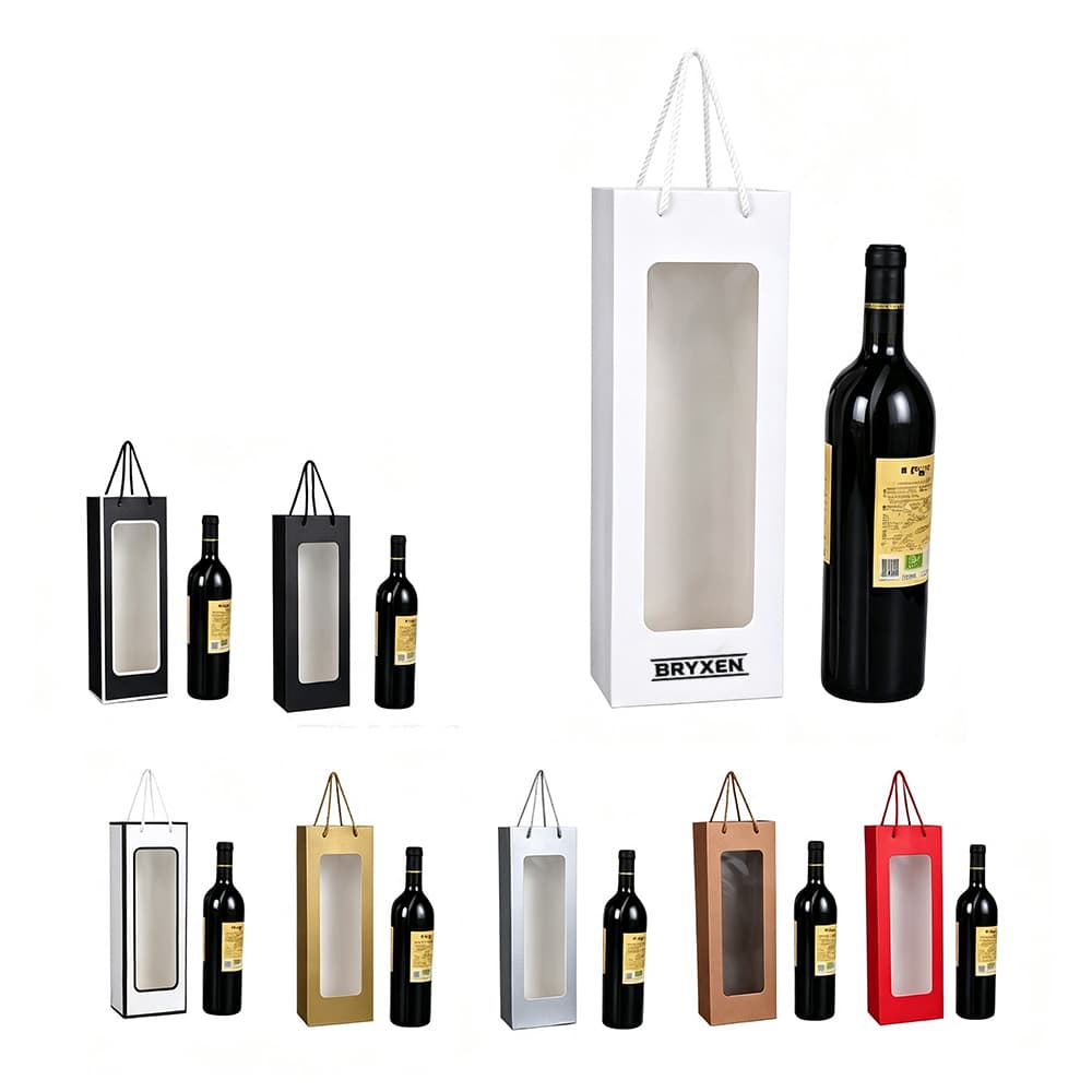 Paper Wine Bottle Tote Bag w/ Window